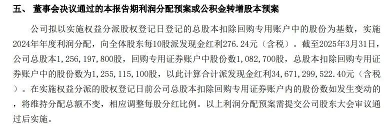 贵州茅台，重磅发布！2024年营收突破1700亿元，拟每10股派现276.24元