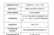 交通银行阳泉分行因信贷资金被挪用被罚70万元