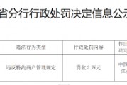 苏州市民卡有限公司被罚3万元：违反特约商户管理规定